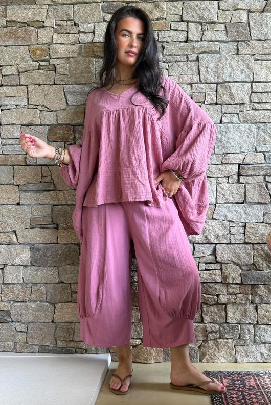 Suri Cushion Cotton Artist Smock Indian Pink 
